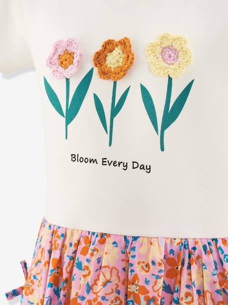 Happy Girls dress with crochet flowers for girl multicoloured 