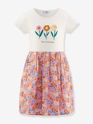 Happy Girls dress with crochet flowers for girl