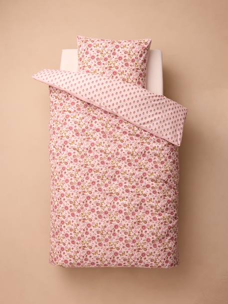 Duvet cover and pillowcase set printed pink 