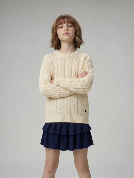 Jonen girl's cable knit jumper vanilla 