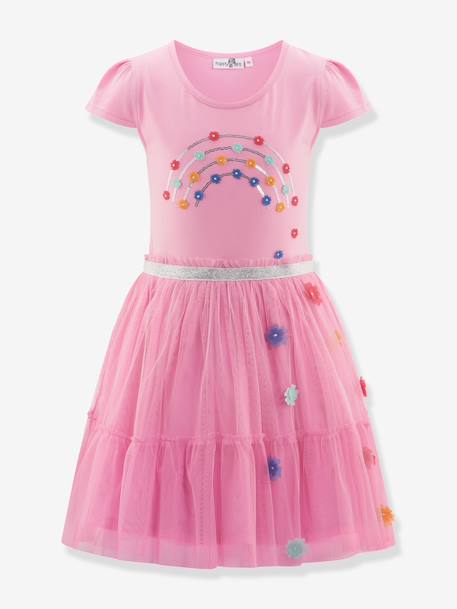 Dress with flowers and tulle skirt Happy Girls for girl sweet pink 