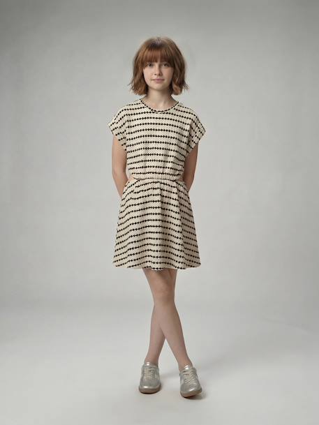 Fancy Openwork Knit Dress for Girls, JONEN striped black 