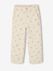 Girls-Girl's wide-leg cherry print cotton trousers