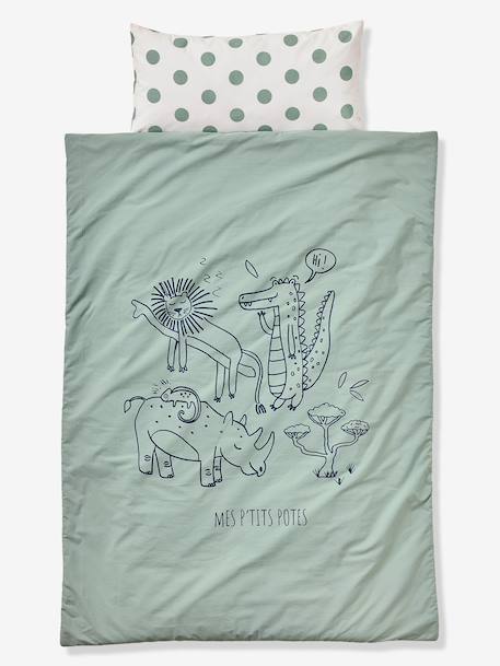 Customisable cotton sleeping bag sage green 