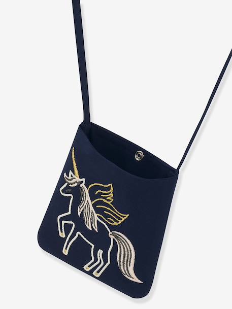 Happy Girls dress with tulle skirt and unicorn bag for girl deep blue 