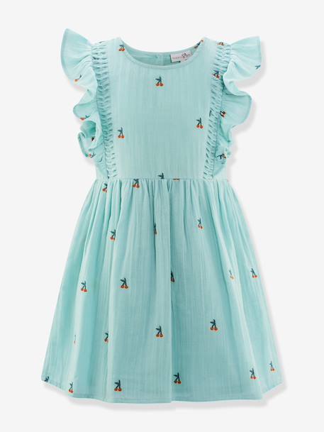 Embroidered dress with ruffles Happy Girls for girl crystal blue 