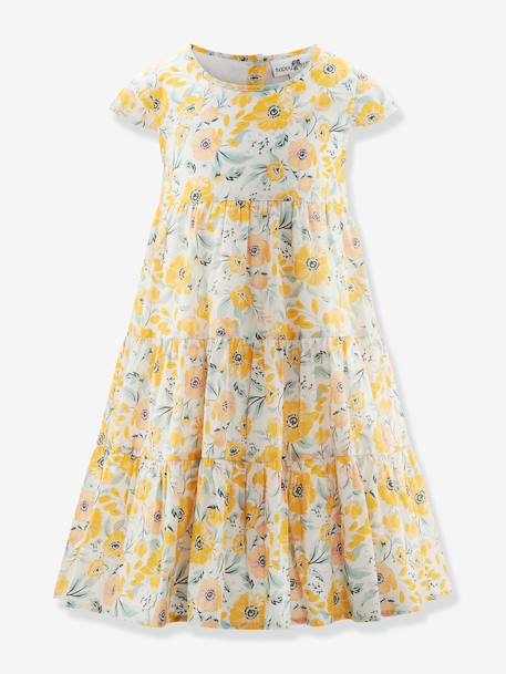 Tiered floral dress Happy Girls for girl yellow 