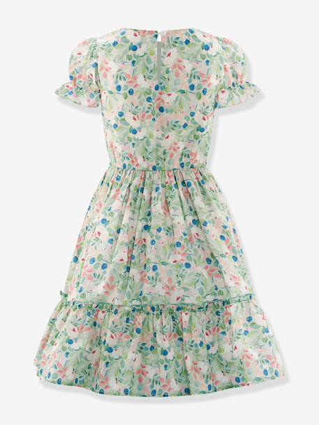 Floral dress with ruffles Happy Girls for girl pastel green 