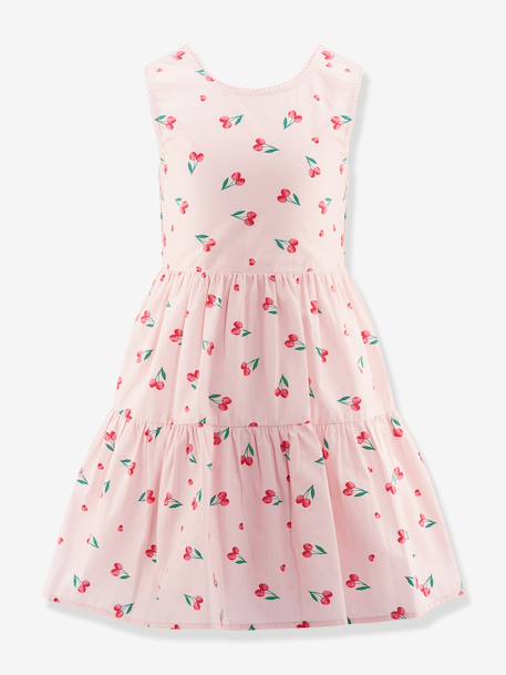 Dress with ruffle skirt and cherries by Happy Girls for girl pastel pink 