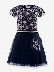Happy Girls dress with tulle skirt and unicorn bag for girl
