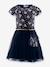 Happy Girls dress with tulle skirt and unicorn bag for girl deep blue 