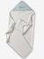 Customisable cotton muslin bath cape and wash mitt MARGUERITE printed blue 