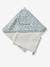 Customisable cotton muslin bath cape and wash mitt MARGUERITE printed blue 