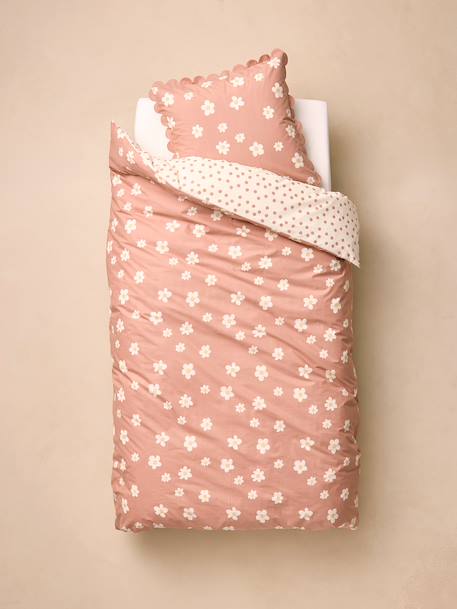 Duvet cover and pillowcase set printed pink 