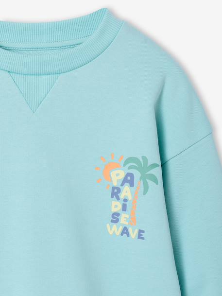 Round-neck long-sleeved sweatshirt for boys aqua green+mango+pale yellow 