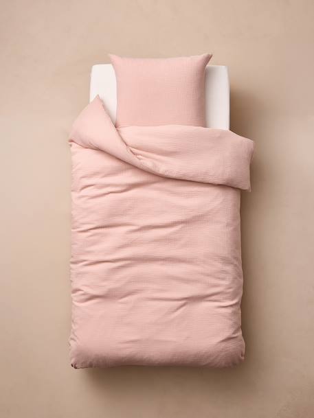Plain duvet cover set and pillowcase old rose+sage green 