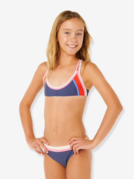 Girls' Surf Revival two-piece swimsuit navy blue 