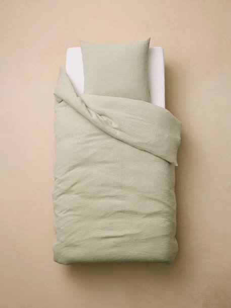 Plain duvet cover set and pillowcase old rose+sage green 