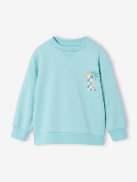 Round-neck long-sleeved sweatshirt for boys aqua green+mango+pale yellow 
