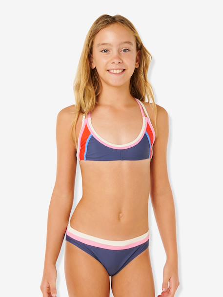 Girls' Surf Revival two-piece swimsuit navy blue 