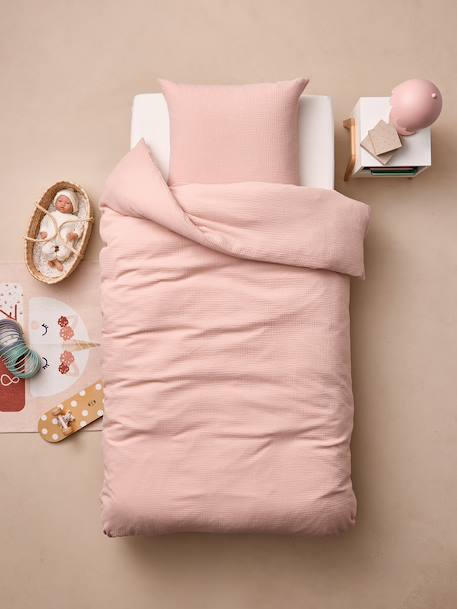 Plain duvet cover set and pillowcase old rose+sage green 