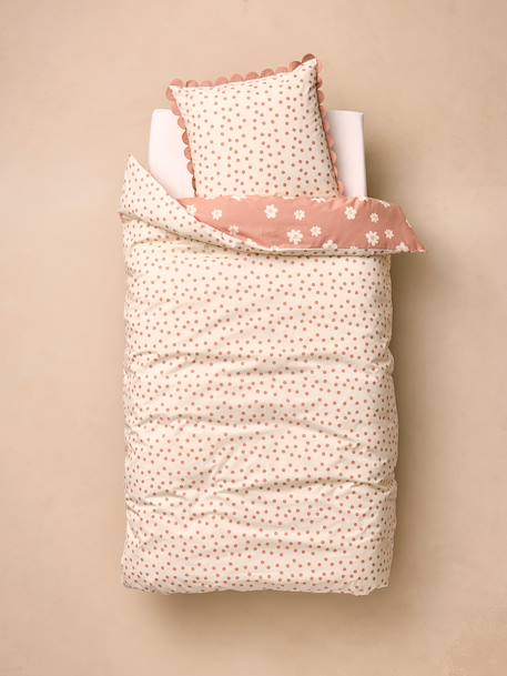 Duvet cover and pillowcase set printed pink 