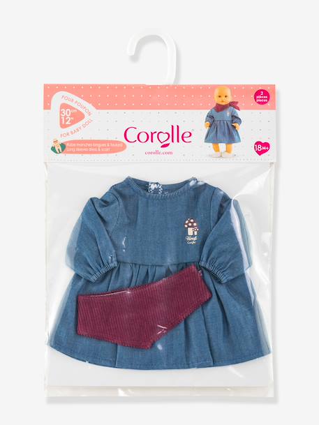 Denim dress and scarf for baby dolls blue 