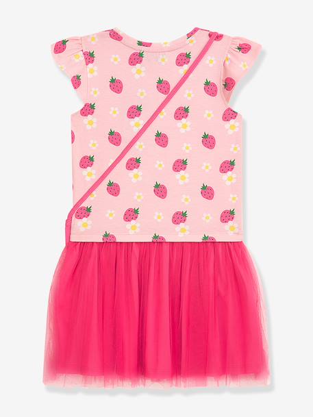 Dress with strawberry crossbody bag, pink tulle skirt DANAMADE for girl rose 