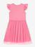 Dress with rainbow tulle skirt and frilled sleeves DANAMADE for girl candy pink+turquoise 