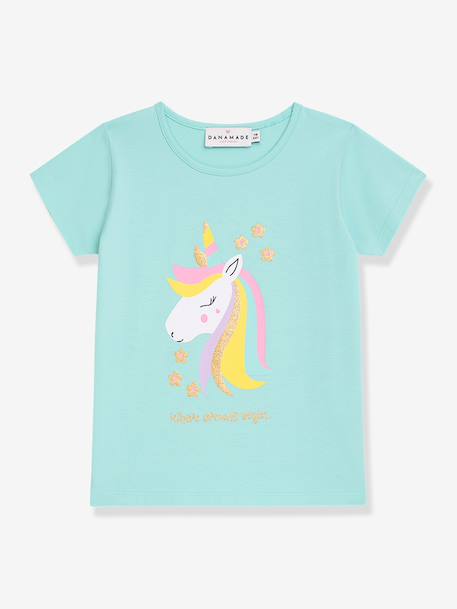 T-shirt with sequin rainbow DANAMADE for girl crystal blue+rosy 