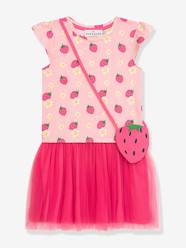 -Dress with strawberry crossbody bag, pink tulle skirt DANAMADE for girl