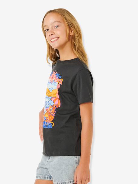 Girls' short-sleeved t-shirt black 