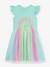 Dress with rainbow tulle skirt and frilled sleeves DANAMADE for girl candy pink+turquoise 