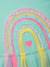 Dress with rainbow tulle skirt and frilled sleeves DANAMADE for girl candy pink+turquoise 