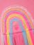 Dress with rainbow tulle skirt and frilled sleeves DANAMADE for girl candy pink+turquoise 