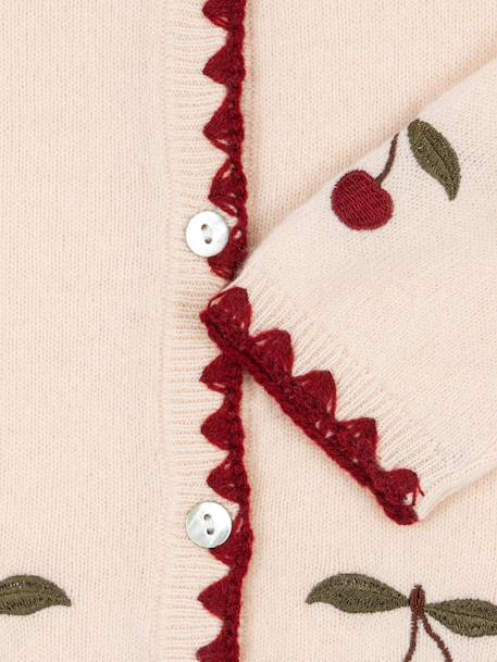 Cherry embroidered cardigan beige 