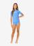 Girl's short-sleeved surfing t-shirt blue+rose 