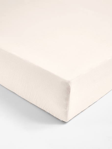Cotton gauze fitted sheet for kids ecru 
