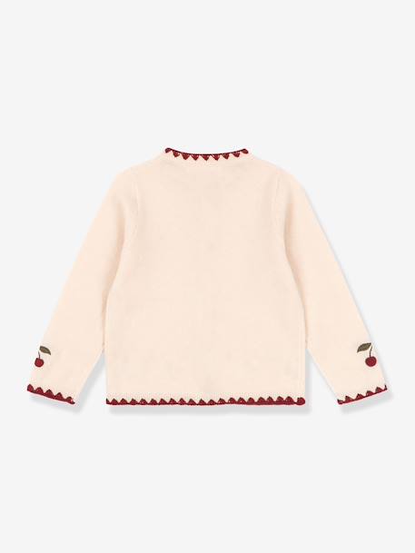 Cherry embroidered cardigan beige 