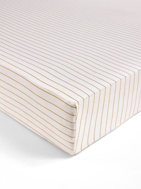 Striped jersey fitted sheet for baby striped brown 