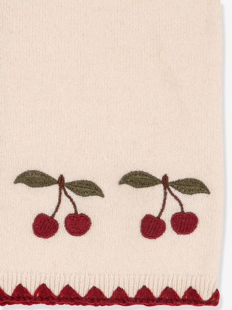 Cherry embroidered cardigan beige 