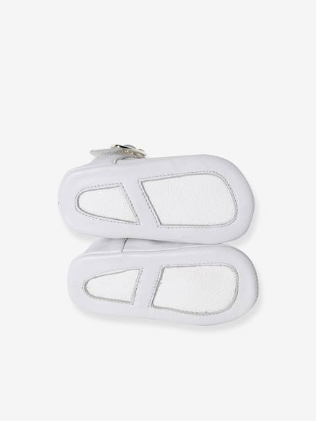Leather baby slippers gold+white 