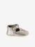 Leather baby slippers gold+white 