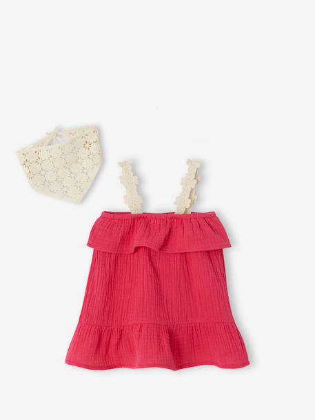 Baby girls' dress and bandana set raspberry pink 