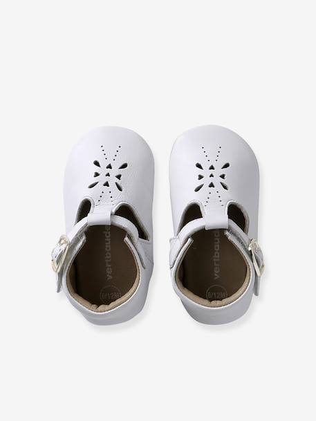 Leather baby slippers gold+white 