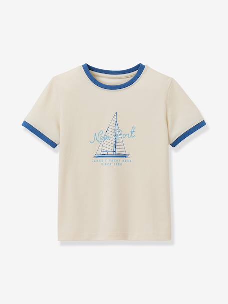 T-shirt with contrasting collar for boys ecru 