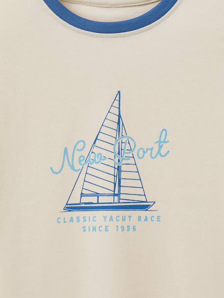 T-shirt with contrasting collar for boys ecru 