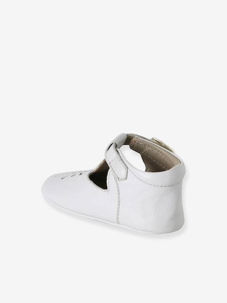 Leather baby slippers gold+white 