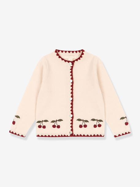 Cherry embroidered cardigan beige 