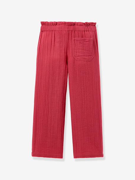 Girls' belted trousers pomegranate 